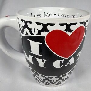 I Love My Cat Coffee Mug  Large Stoneware Cottagecore Whimsical KittyTea Gift
